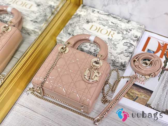 Lady dior patent leather pink and gold buckle matel chain 17cm - 1