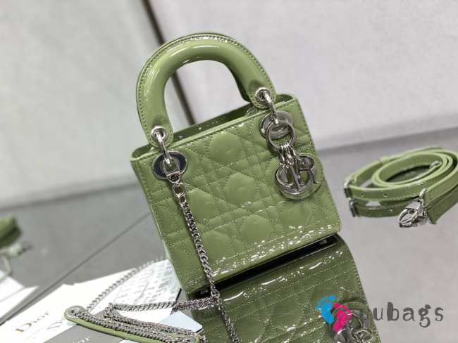 Lady dior patent leather mint green and silver buckle matel chain 17cm - 1