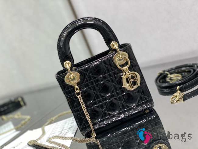 Lady dior patent leather black and gold buckle matel chain 17cm - 1