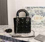 Lady dior patent leather black and silver buckle matel chain 17cm - 3