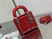 Lady dior patent leather red and silver buckle matel chain 17cm - 1