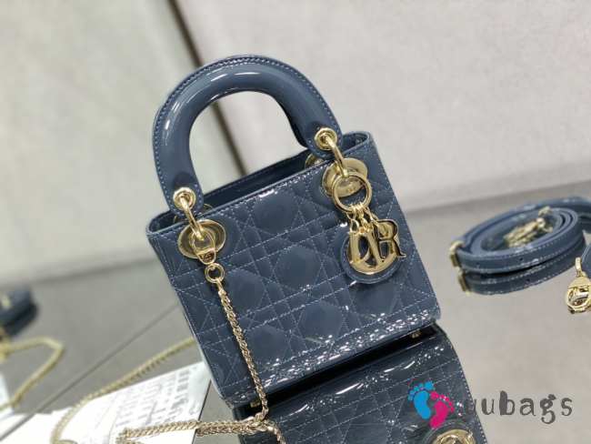 Lady dior patent leather dark blue and gold buckle matel chain 17cm - 1