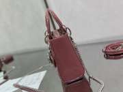 Lady dior patent leather peach and silver buckle matel chain 17cm - 4