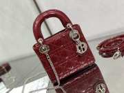 Lady dior patent leather maroon and silver buckle matel chain 17cm - 1