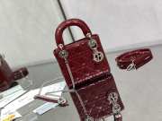 Lady dior patent leather maroon and silver buckle matel chain 17cm - 2