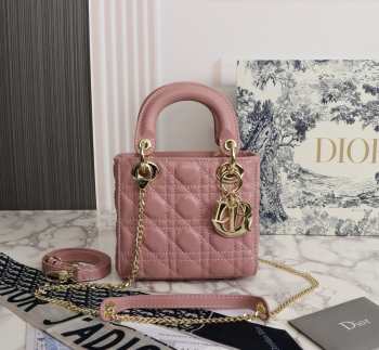 Lady dior pink and gold buckle matel chain 17cm