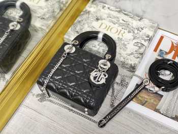 Lady dior black and silver buckle matel chain 17cm