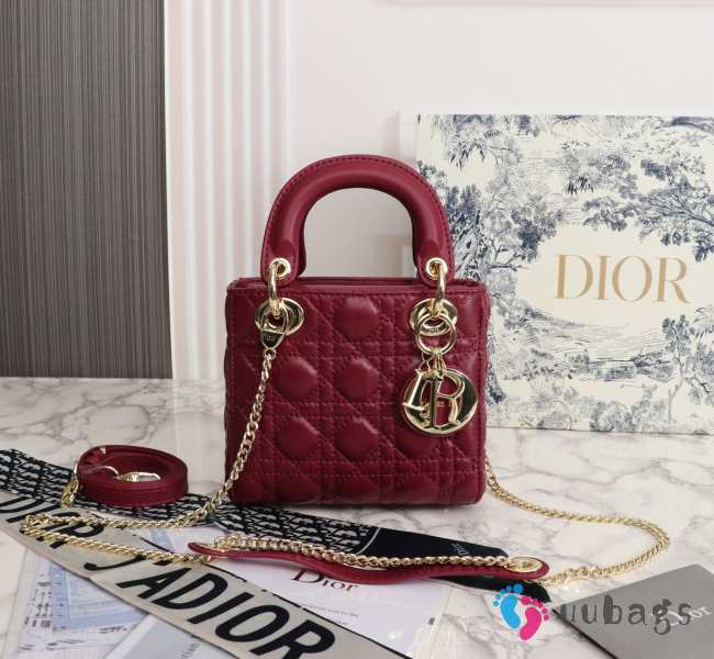 Lady dior maroon and gold buckle matel chain 17cm - 1