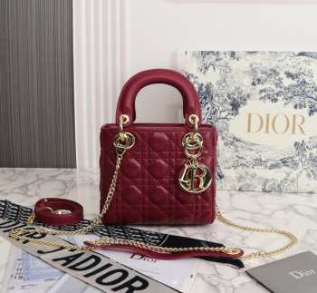 Lady dior maroon and gold buckle matel chain 17cm