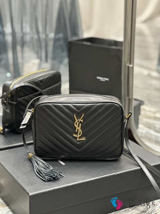 YSL Lou Camera Bag Black Gold 23x16x6cm - 1