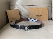 Burberry Check and smooth leather belt width 3.5cm - 6