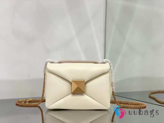 Valentino White One Stub Nappa Gold Bucklet Bag 19x14x11cm - 1