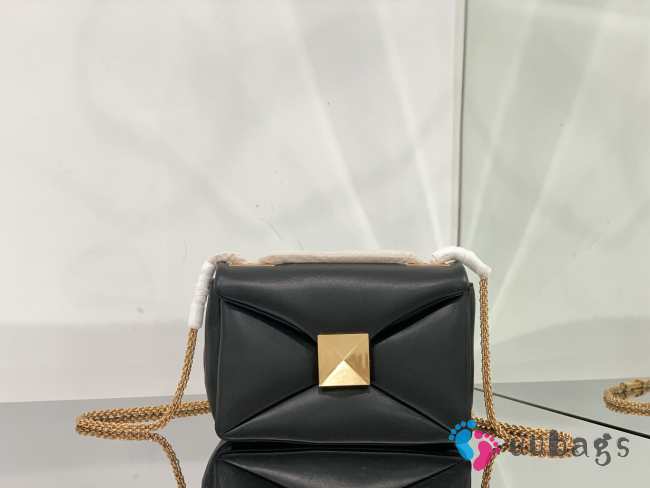 Valentino Black One Stub Nappa Gold Bucklet Bag 19x14x11cm - 1