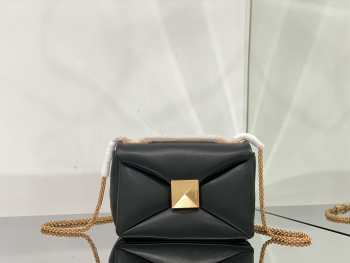 Valentino Black One Stub Nappa Gold Bucklet Bag 19x14x11cm