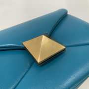 Valentino Blue One Stub Nappa Gold Bucklet Bag 19x14x11cm - 4