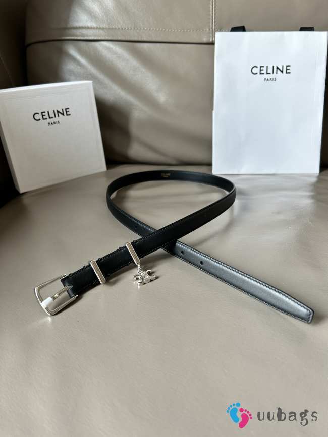 Celine Black Belt Silver Bucklet width 1.8cm - 1