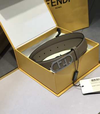 Fendi Grey Bright Copper Buckle Men's Belt width 3cm