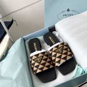 Prada Brown Embroidered fabric slides - 1