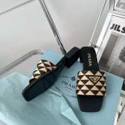 Prada Brown Embroidered fabric slides - 6