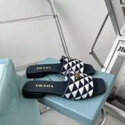 Prada White Embroidered fabric slides - 4