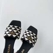 Prada Linen Embroidered fabric slides - 2