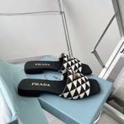 Prada Linen Embroidered fabric slides - 5