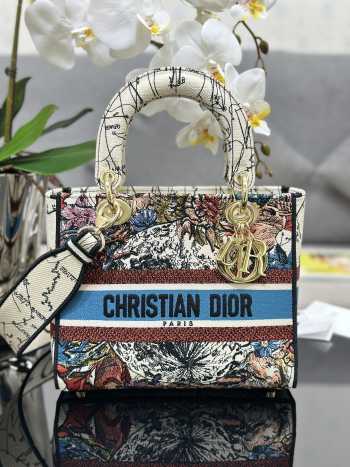 Chistian Dior D-lite M0565 White and Red 24x20x11cm