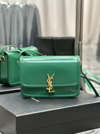 YSL Solferino Green Medium Satchel In Box Leather 23x16x6cm