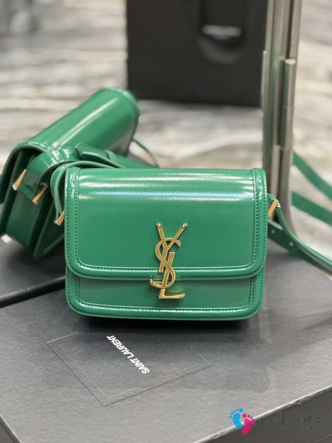 YSL Solferino Green Medium Satchel In Box Leather 19×13×5cm - 1