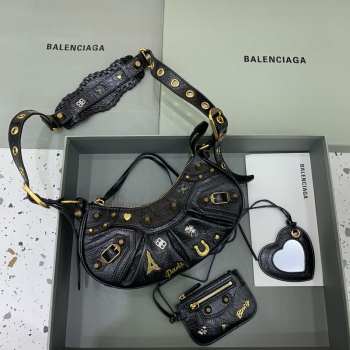 Balenciaga Black Le Cagole with gold bucklet 26x12x6cm