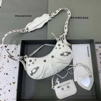 Balenciaga Full White Le Cagole with silver bucklet 26x12x6cm