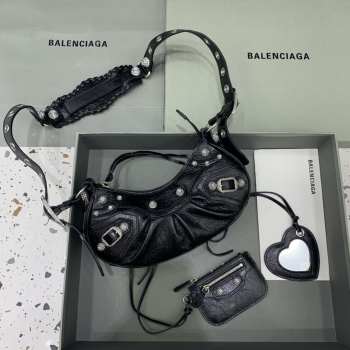 Balenciaga Black Le Cagole with silver bucket 26x12x6cm