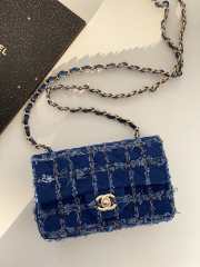 Chanel Raffia Effect Braided Tweed & Gold-Tone blue 20cm - 1