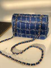 Chanel Raffia Effect Braided Tweed & Gold-Tone blue 20cm - 6