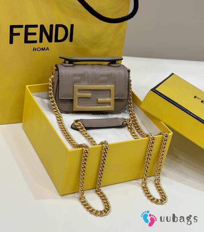 Fendi Brown Nano Baguette with gold bucklet 11x3x7cm - 1