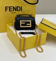 Fendi Black Nano Baguette with gold bucket 11x3x7cm - 1