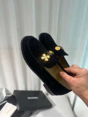 Chanel Velvet & Metal Black Loafers 2cm - 3