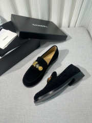 Chanel Velvet & Metal Black Loafers 2cm - 2