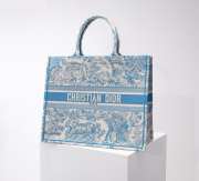 Dior Book Tote Cornflower Blue Toile de Jouy Embroidery - 1