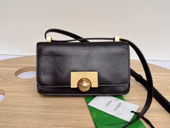 Bottega veneta black with gold buckle 21.5x5.5x12cm 