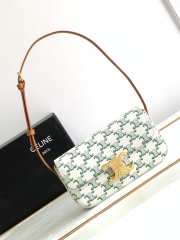 Celine Triomphe Shoulder Bag Green 20x10x4cm - 1