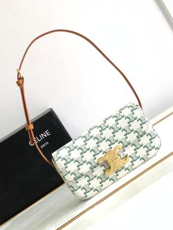 Celine Triomphe Shoulder Bag Green 20x10x4cm