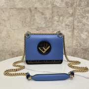 Fendi Peekaboo Blue Shoulder Bag 19x14x9cm - 1