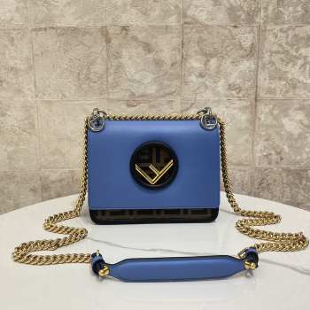 Fendi Peekaboo Blue Shoulder Bag 19x14x9cm