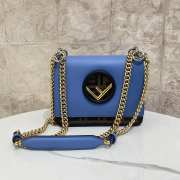 Fendi Peekaboo Blue Shoulder Bag 19x14x9cm - 5