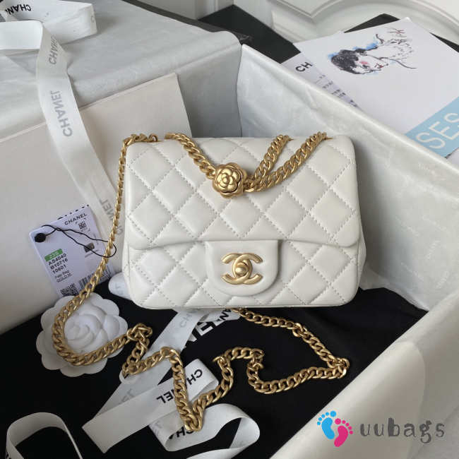 Chanel Small Flap Bag White Gold Hardware 13x18x7cm - 1