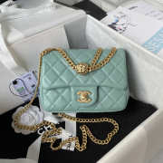 Chanel Small Flap Bag Green Gold Hardware - 1