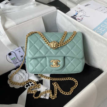 Chanel Small Flap Bag Green Gold Hardware