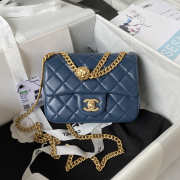 Chanel Small Flap Bag Blue Gold Hardware 13x18x7cm - 1