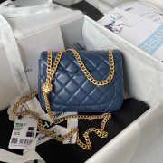 Chanel Small Flap Bag Blue Gold Hardware 13x18x7cm - 3